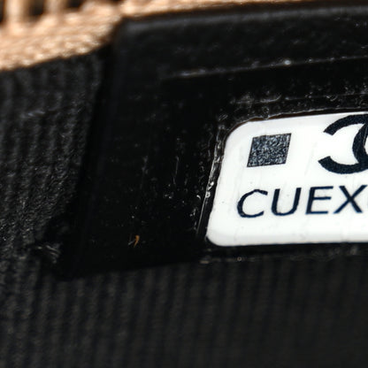Chanel Suede Calfskin Shiny Lambskin Quilted Top Handle Slim Vanity Case With Chain Beige Black 7 of 10