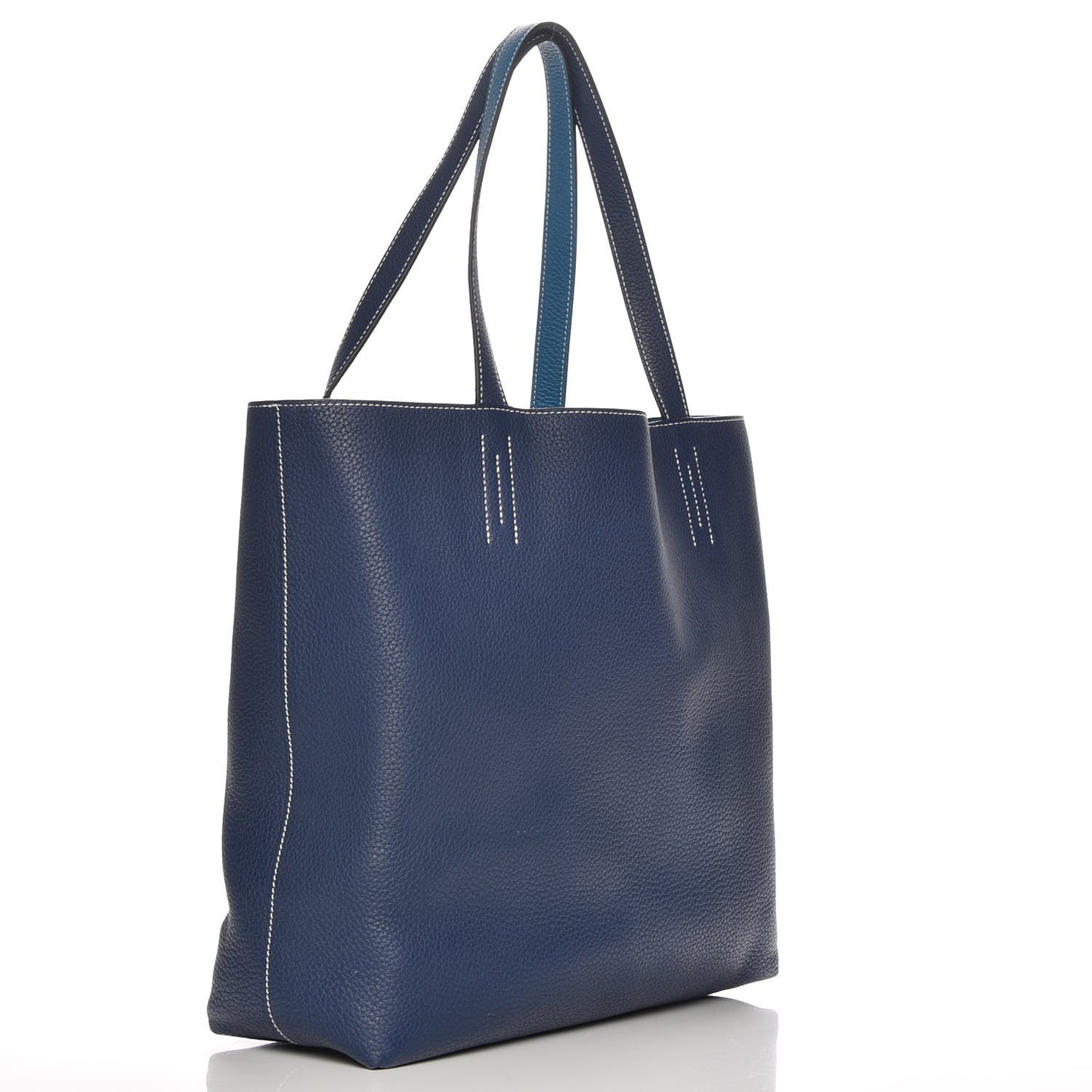 Taurillon Clemence Double Sens 45 Reversible Tote Bleu Electrique Graphite