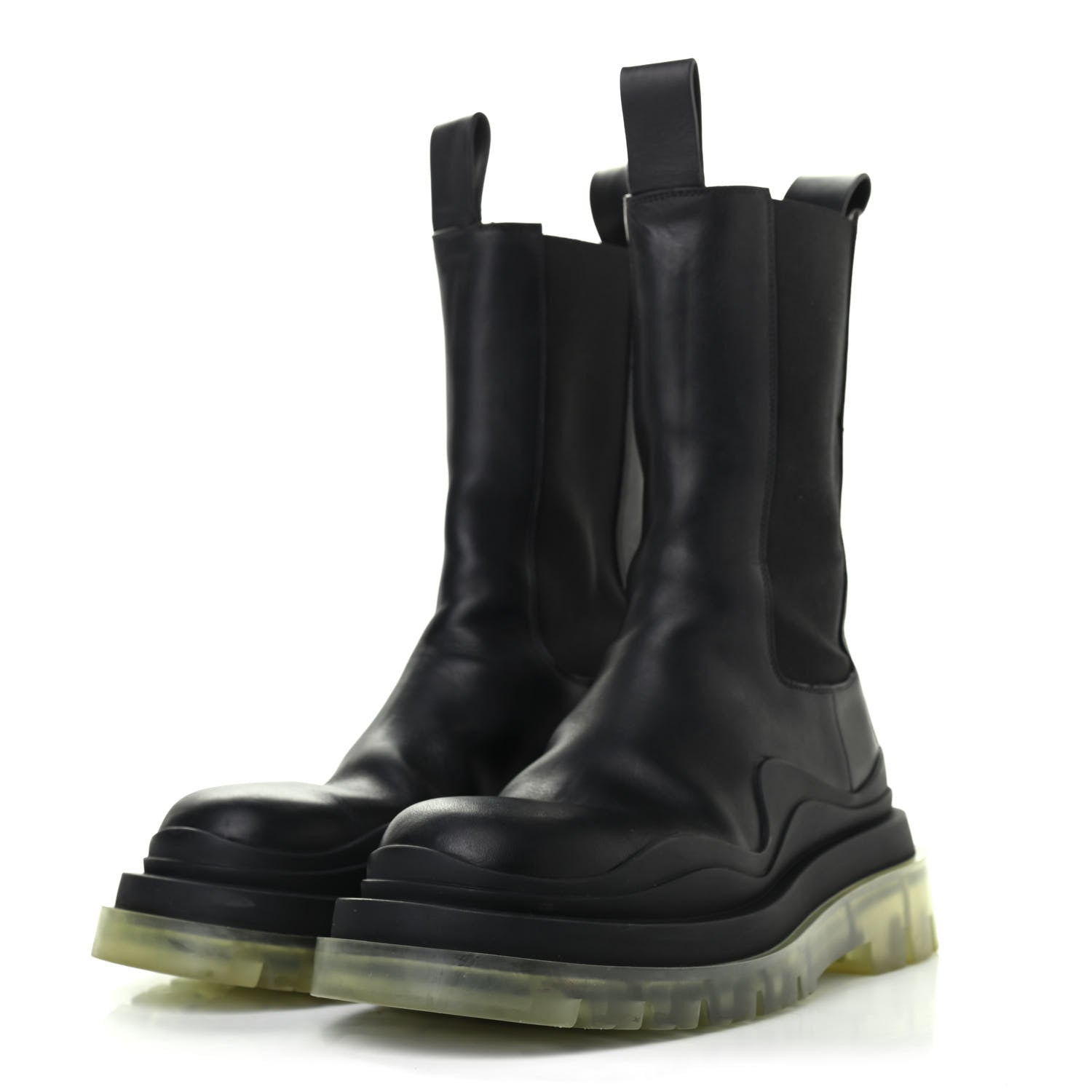 Bottega Veneta Calfskin The Tire Chelsea Boots 35.5 Black Transparent 3 of 13