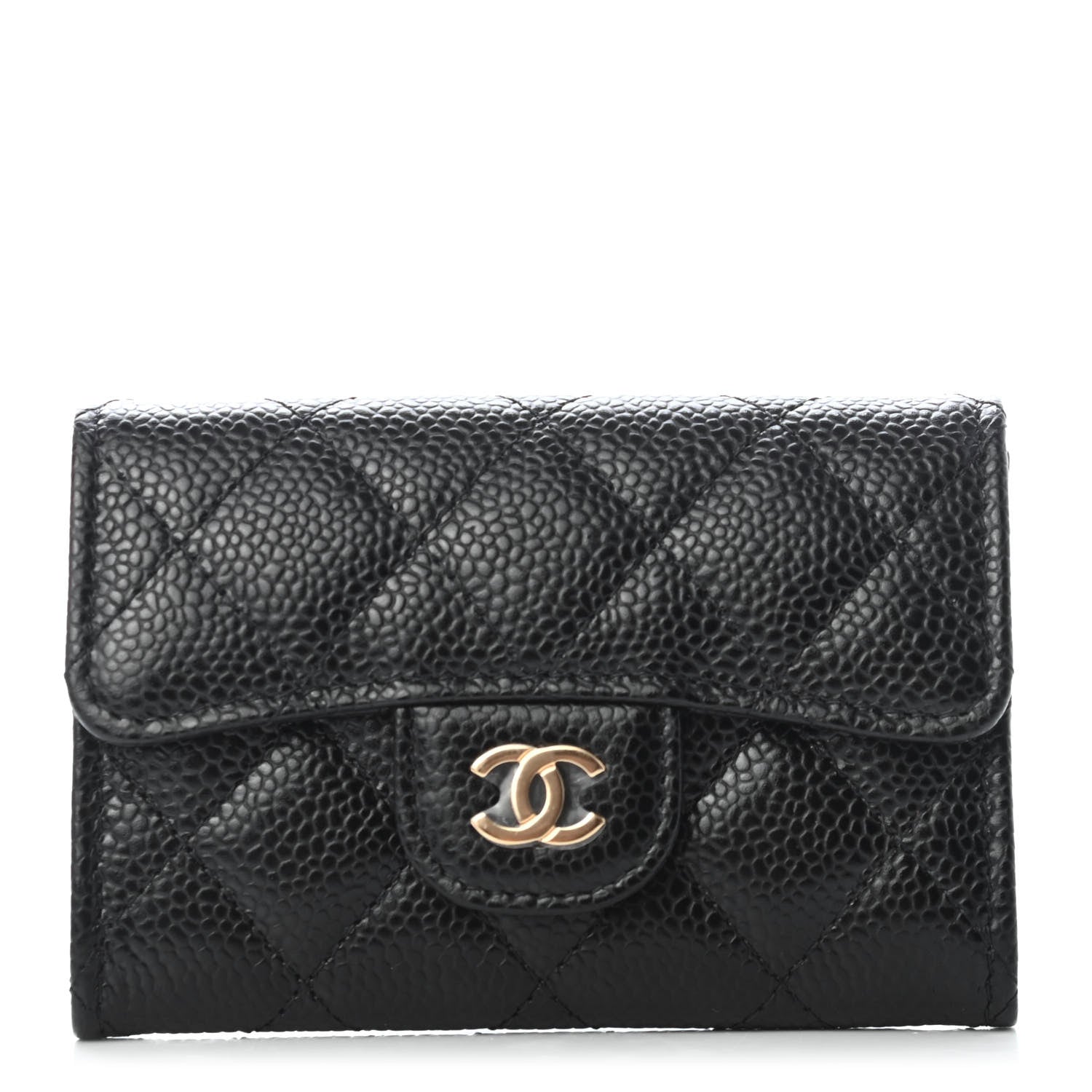 Chanel Caviar Quilted Flap Card Holder Wallet Black 1 of 9