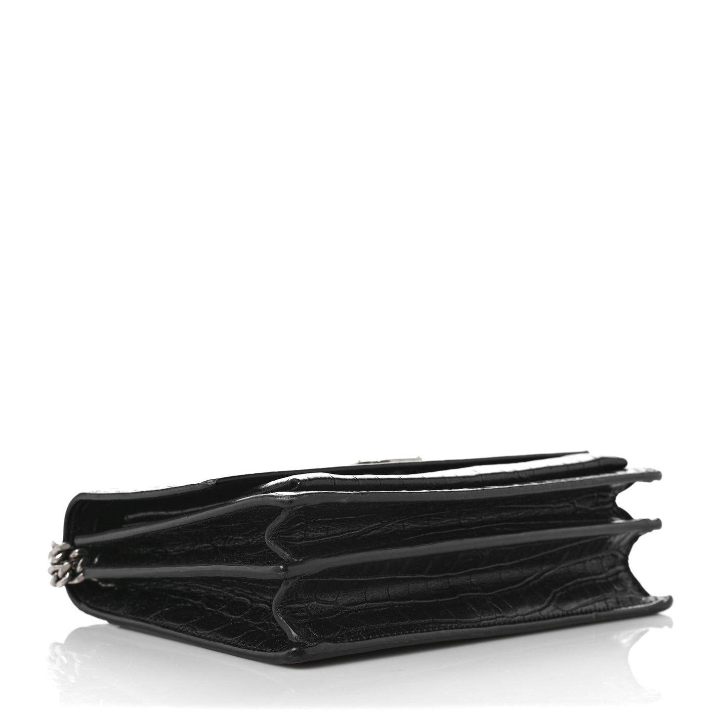 Calfskin Crocodile Embossed Medium Monogram Sunset Black