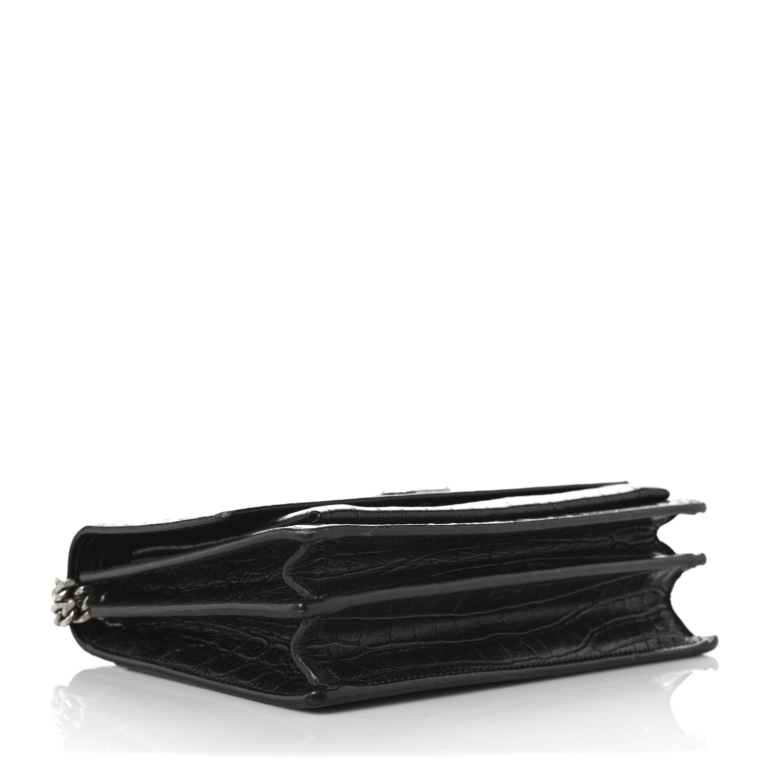 Saint Laurent Calfskin Crocodile Embossed Medium Monogram Sunset Black 4 of 9