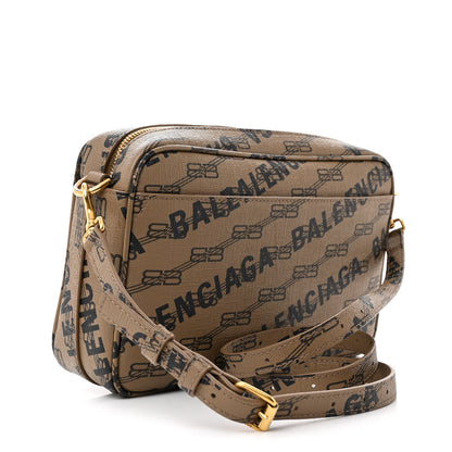 Balenciaga Coated Canvas BB Monogram Allover Logo Medium Signature Camera Bag Beige Brown Black 3 of 13