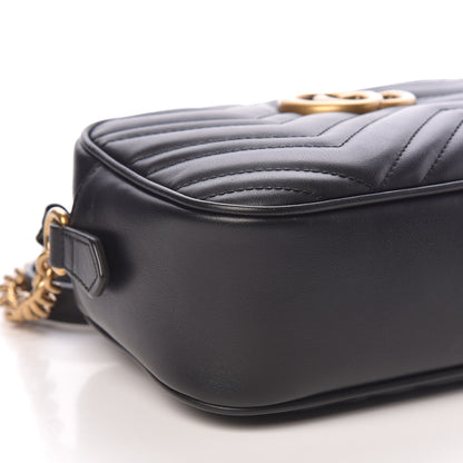 Gucci Calfskin Matelasse Small GG Marmont Chain Shoulder Bag Black 8 of 11