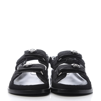 Chanel Fabric Velcro Dad Sandals 36.5 Black 2 of 10