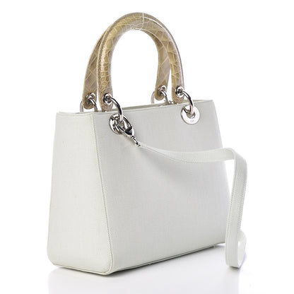 Christian Dior Canvas Crocodile Medium Lady Dior Vert Clair 3 of 19