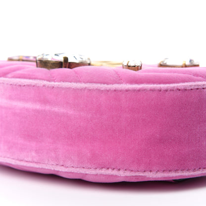 Gucci Velvet Matelasse Marquise Crystals GG Marmont Belt Bag 95 38 Malva 7 of 11
