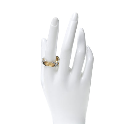Tiffany 18K Yellow Gold Platinum Diamond Schlumberger Rope Four Row X Ring 62 10 2 of 5