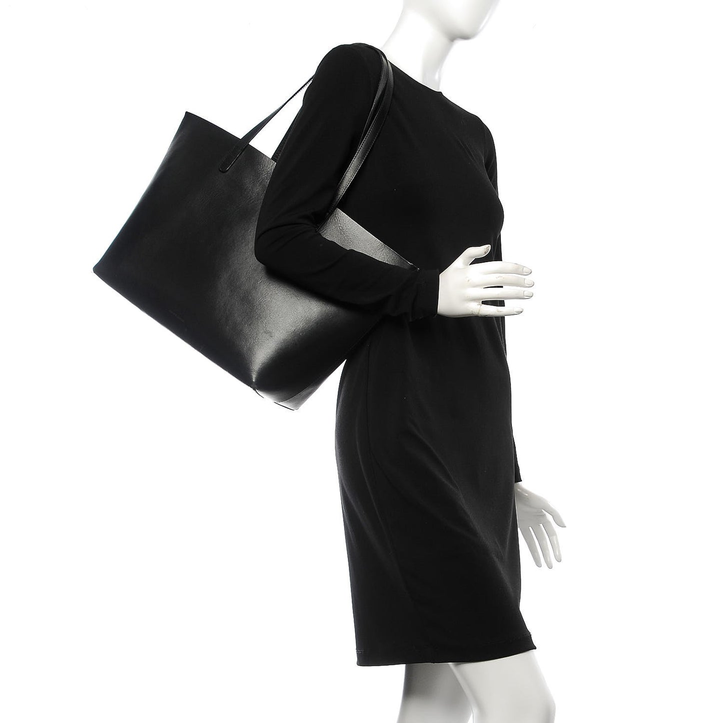 Smooth Calfskin Large Shopping Tote Black
