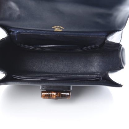 Gucci Calfskin Bamboo Top Handle Bag Navy 5 of 16