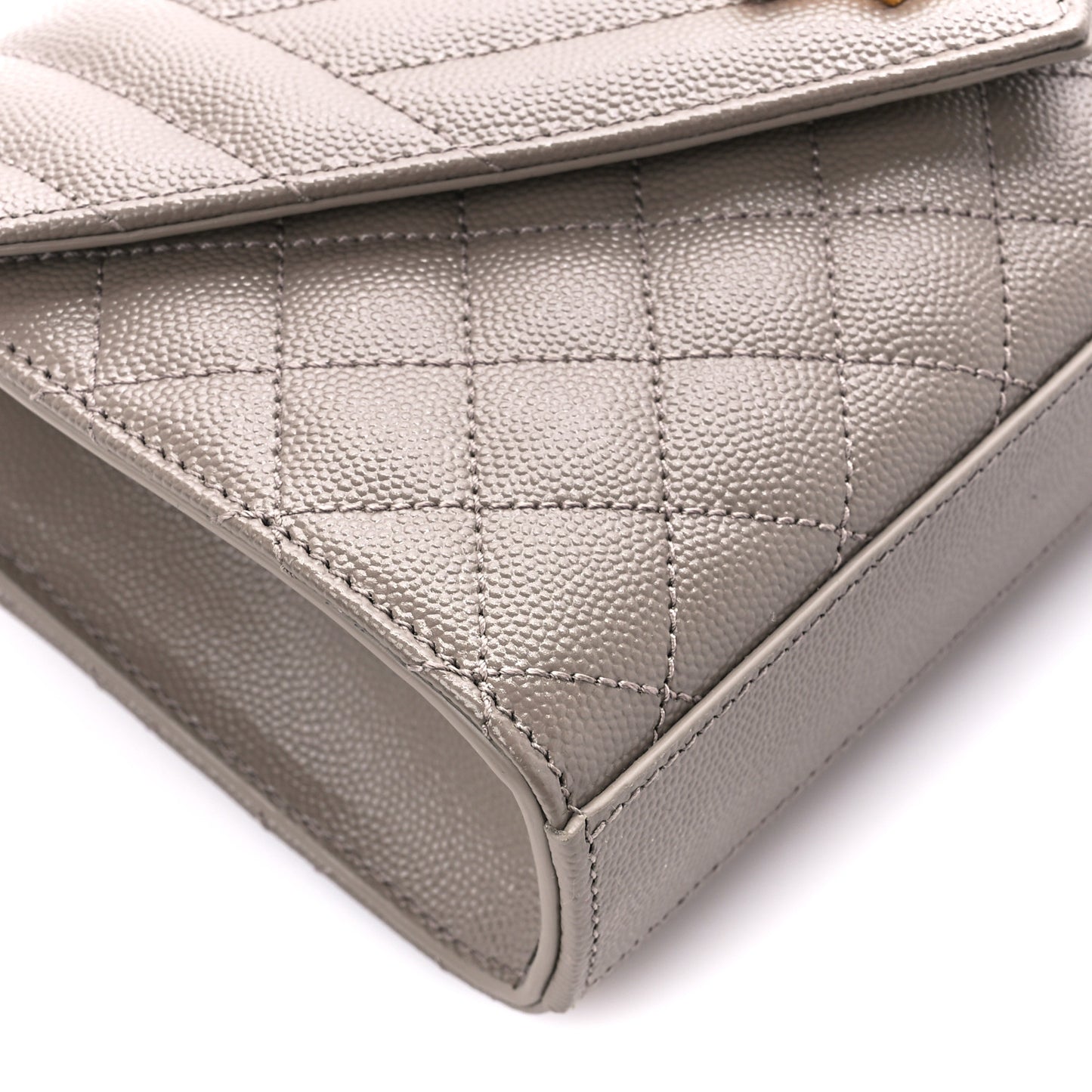 Grain De Poudre Textured Mixed Matelasse Triquilt Small Monogram Satchel Greyish Brown