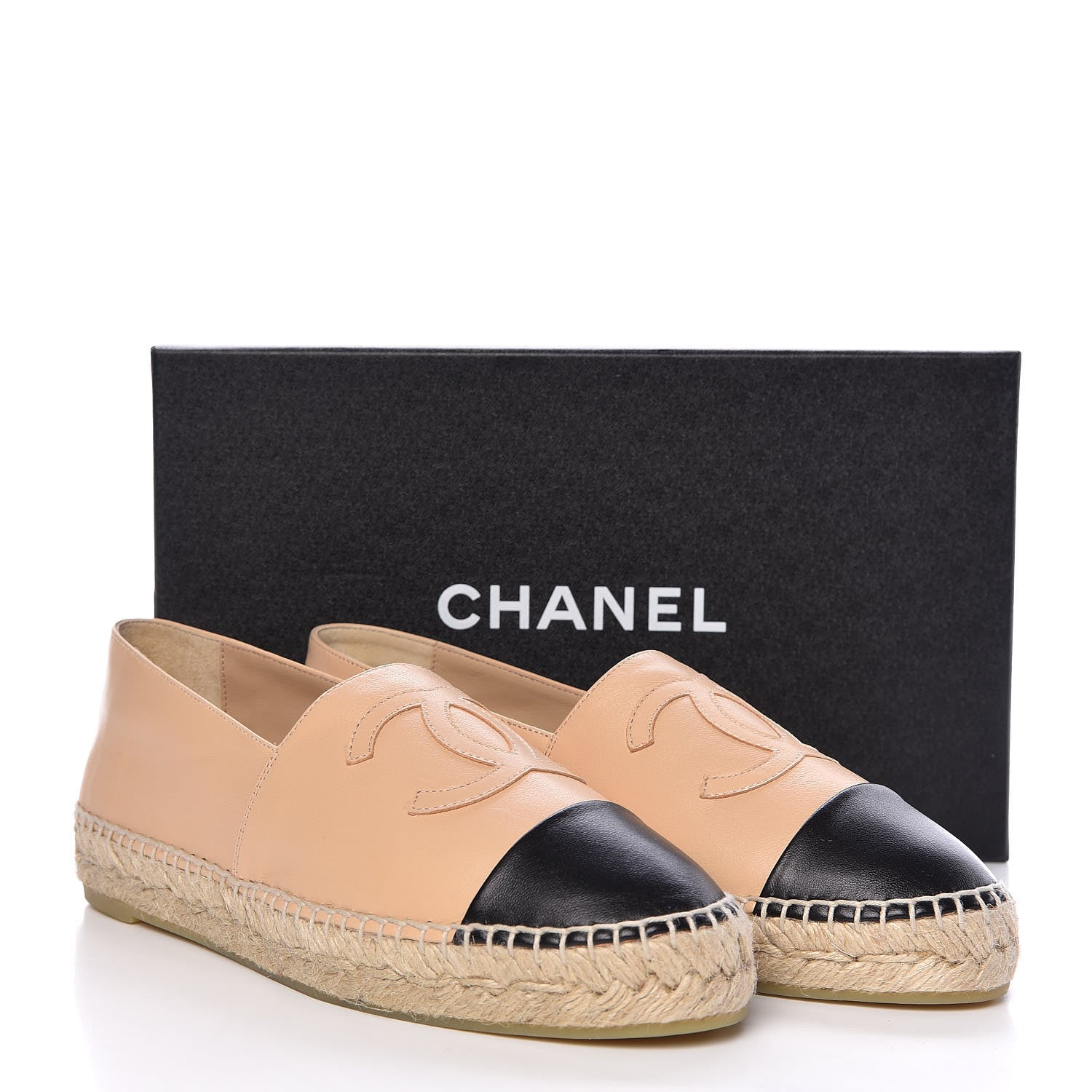 Chanel Lambskin CC Espadrilles 39 Beige Black 11 of 11