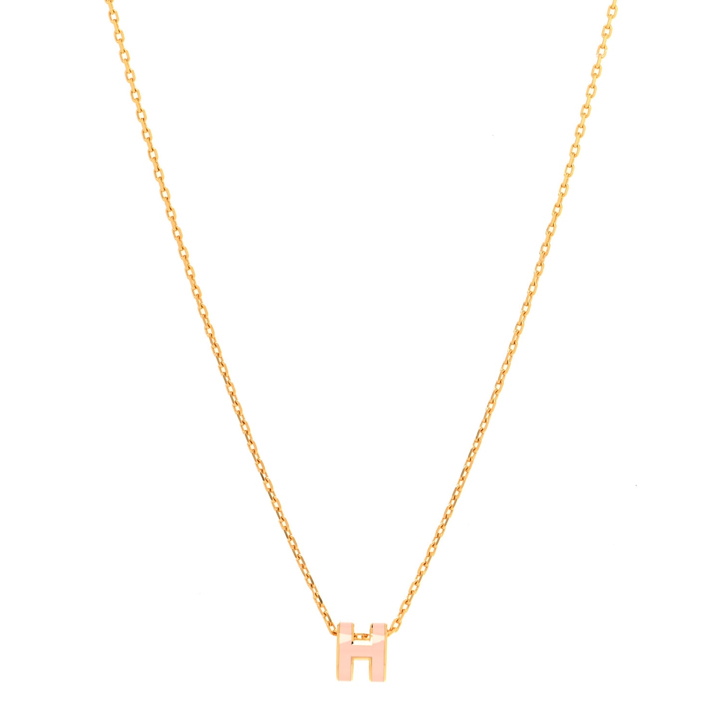 Lacquered Gold Mini Pop H Pendant Necklace Rose Dragee