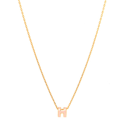 Hermes Lacquered Gold Mini Pop H Pendant Necklace Rose Dragee 1 of 6