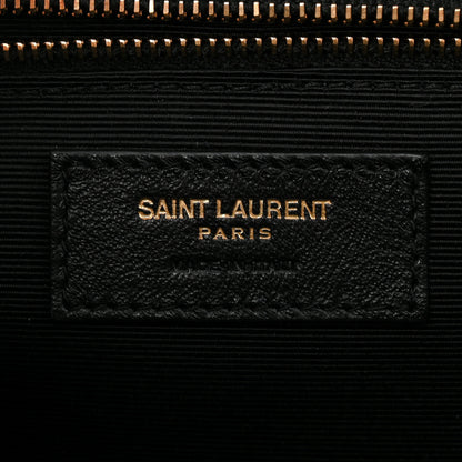 Saint Laurent Grain De Poudre Textured Mixed Matelasse Large Triquilt Monogram Satchel Storm 10 of 19