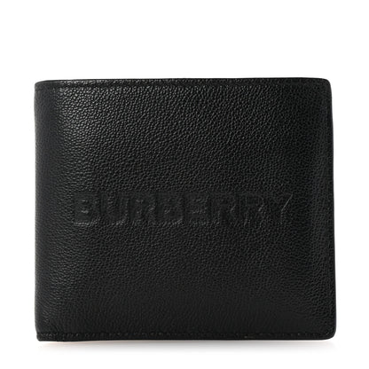 Burberry Grained Calfskin Embossed Logo Bi-Fold Wallet Black 1 of 6