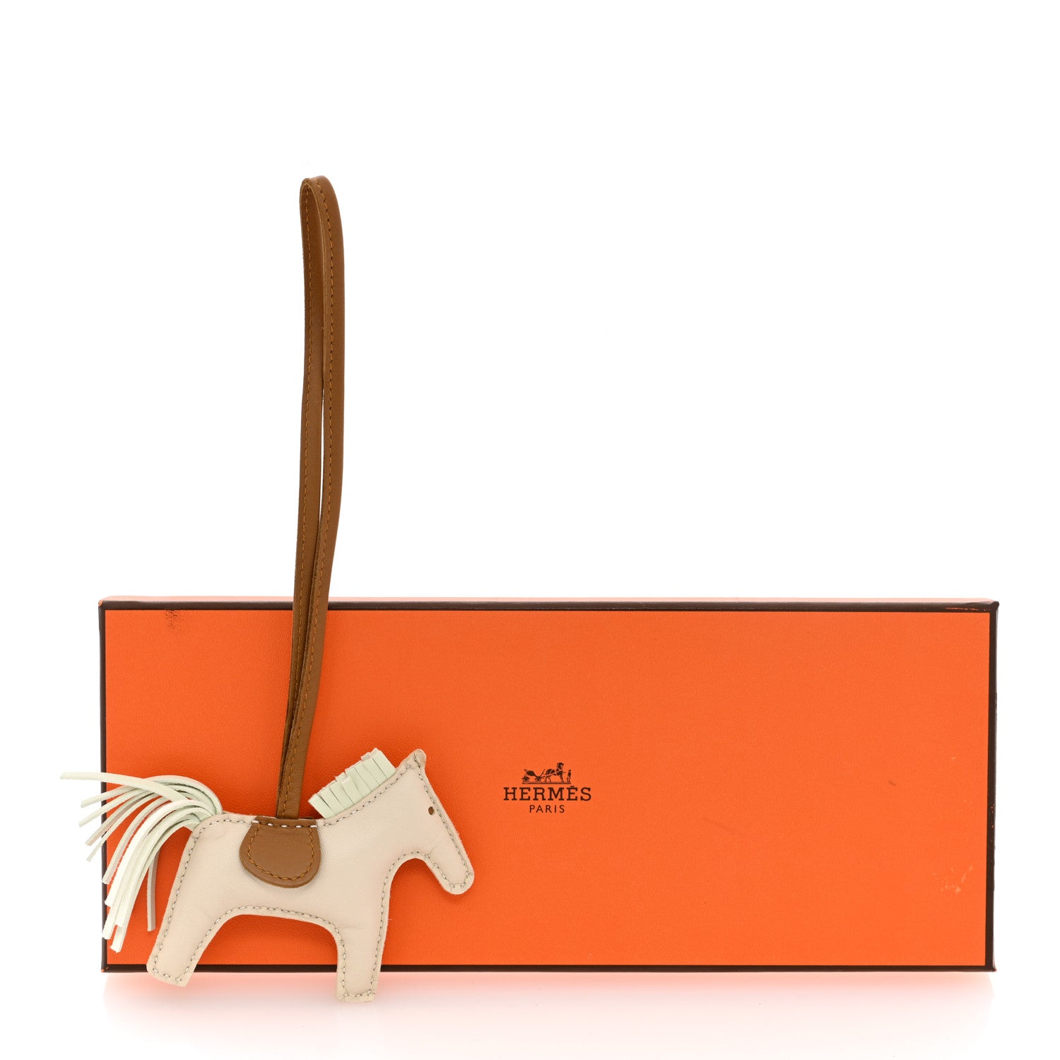 Hermes Milo Lambskin Grigri Rodeo Horse Bag Charm PM Craie Vert Fizz Kraft 4 of 4