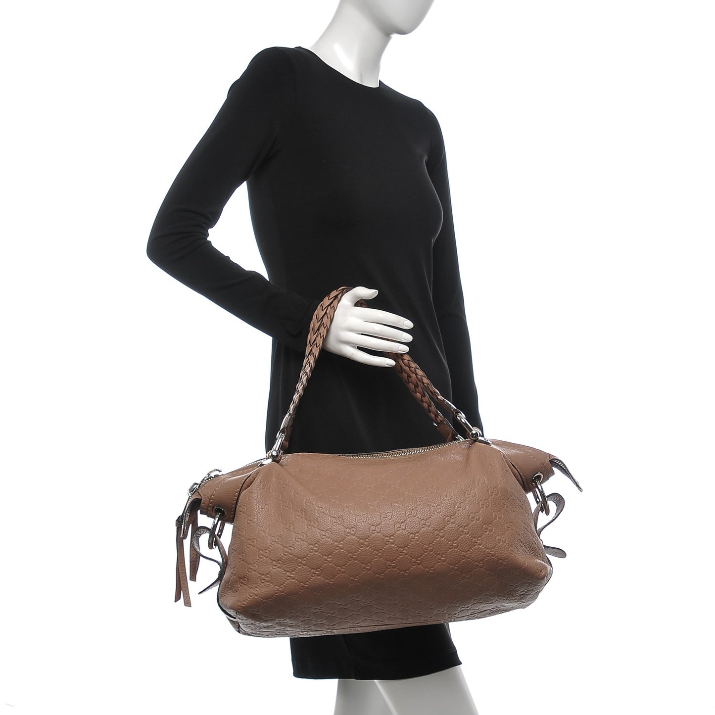 Guccissima Medium Bamboo Bar Tote Nude