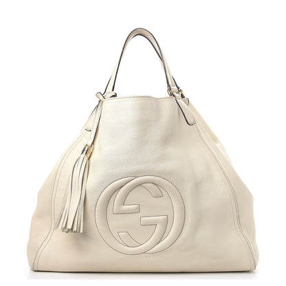 Gucci Pebbled Calfskin Large Soho Shoulder Bag Off White 1 of 15