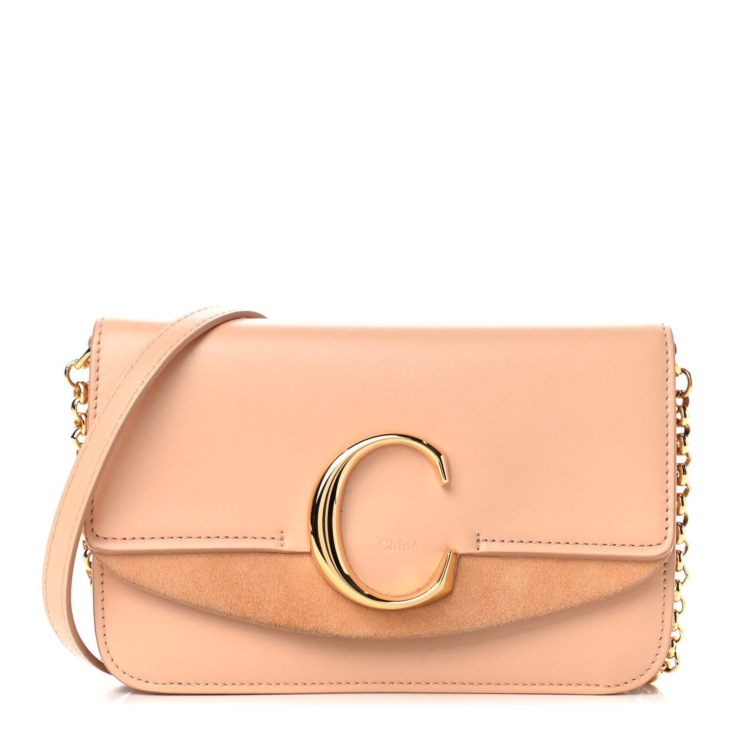 Chloe Calfskin Suede C Clutch With Chain Blushy Pink 1 of 4