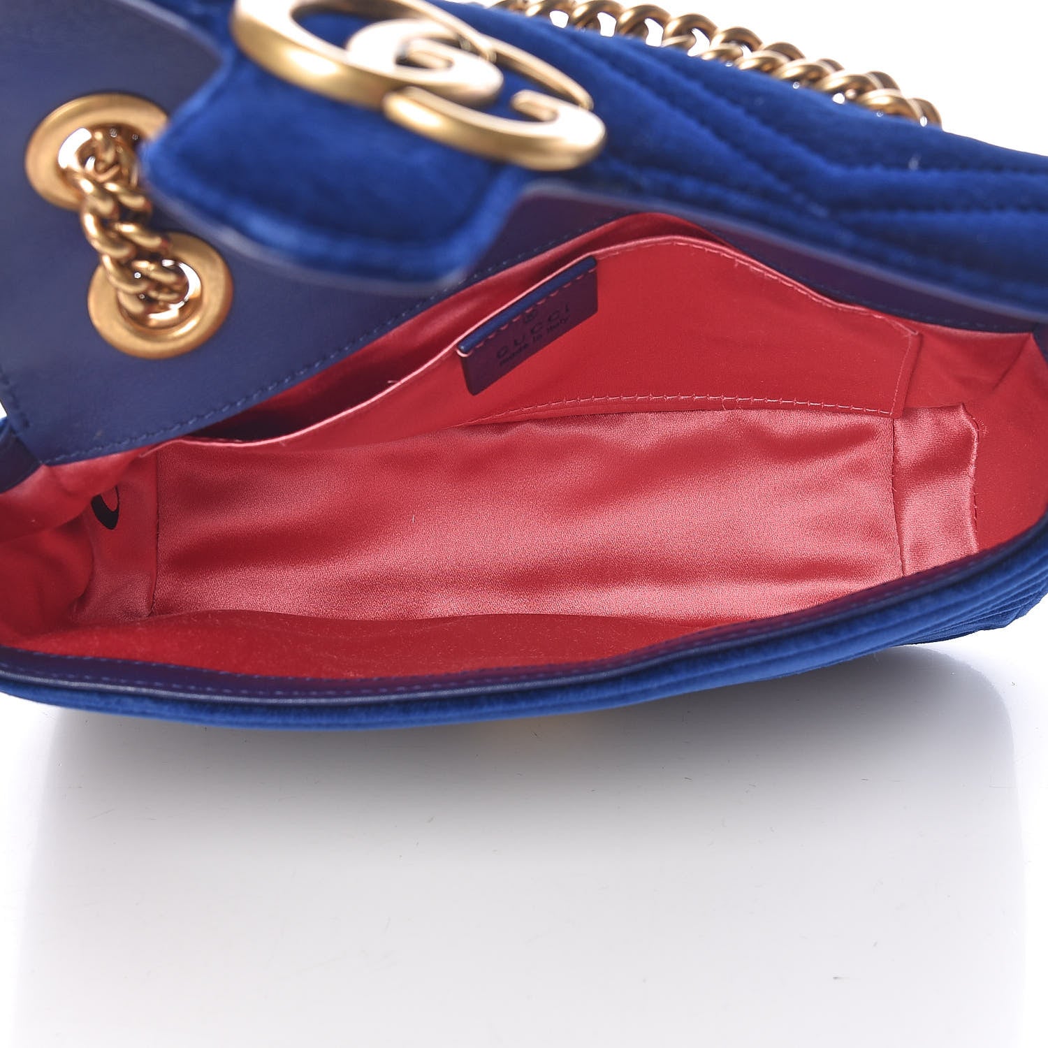 Gucci Velvet Matelasse Mini GG Marmont Shoulder Bag Cobalt Blue 5 of 16