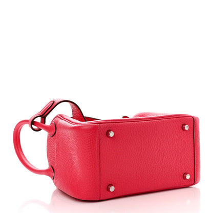 Hermes Taurillon Clemence Mini Lindy 20 Rose Extreme 4 of 11