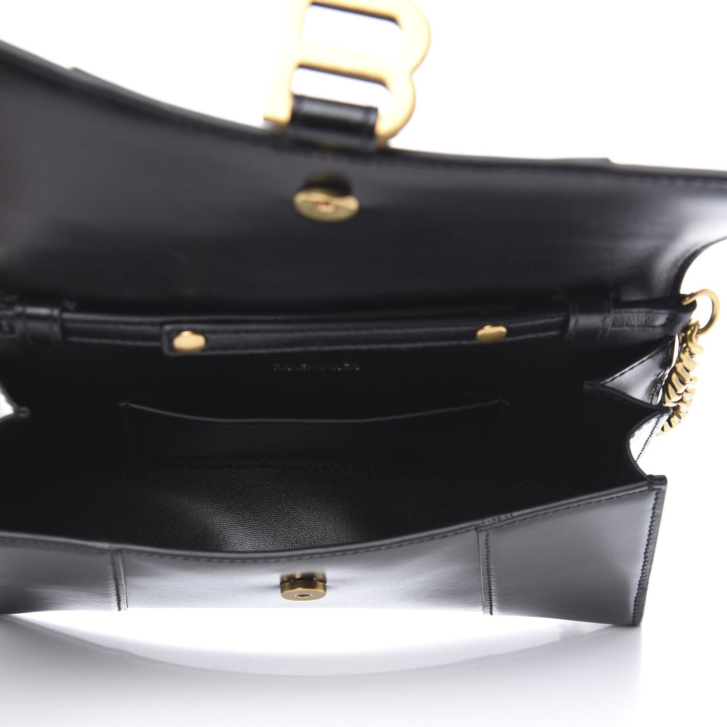 Shiny Box Calfskin Small Hourglass Evening Chain Bag Black