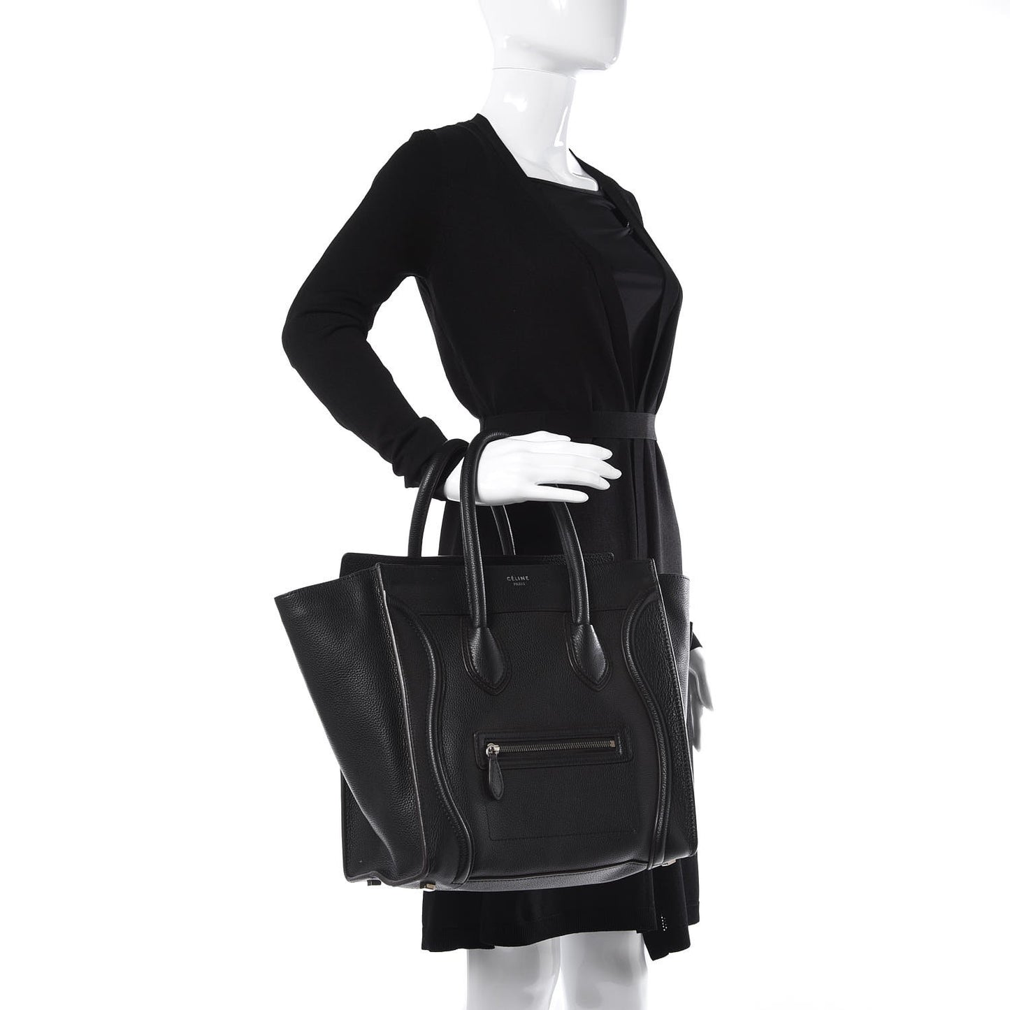Drummed Calfskin Mini Luggage Black