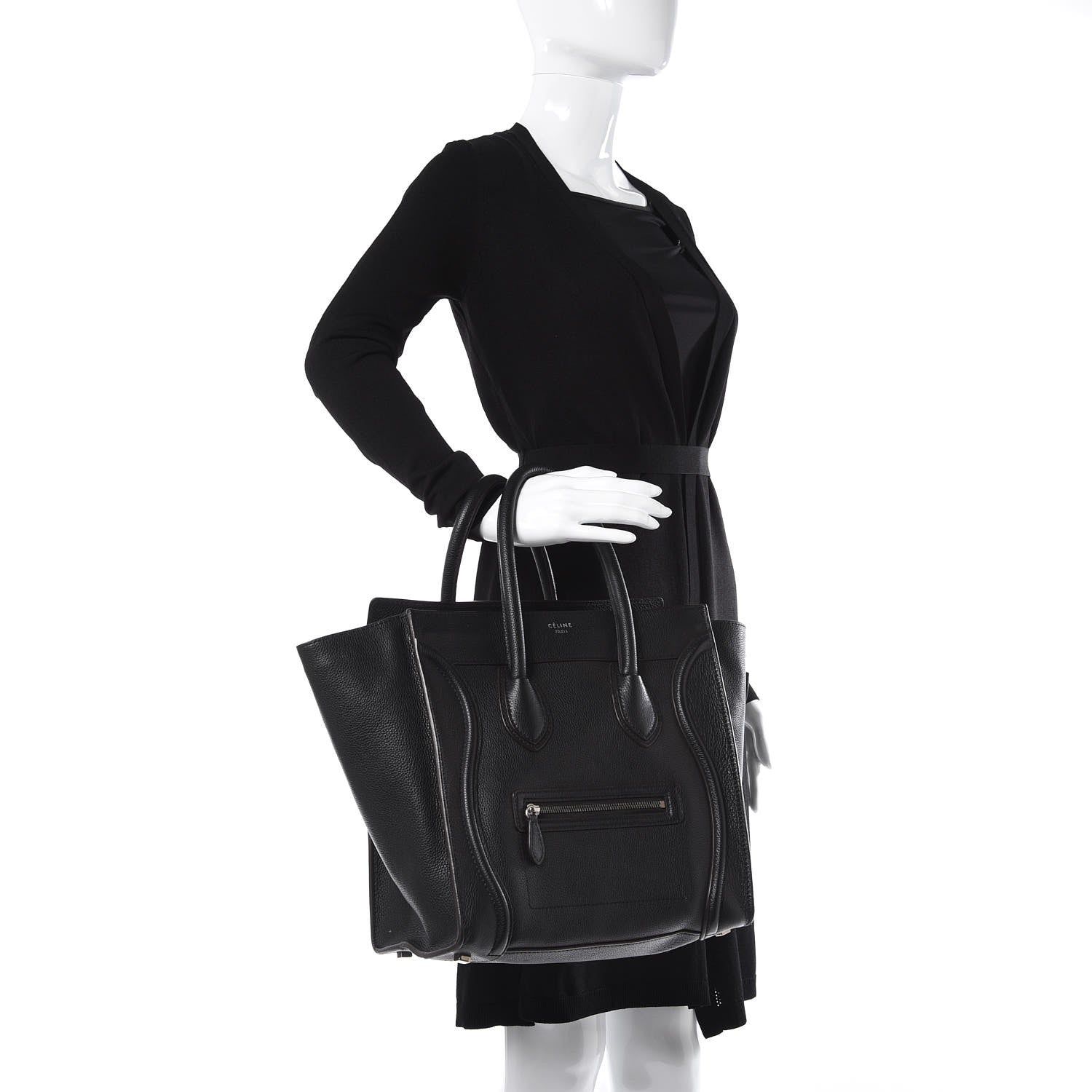 Celine Drummed Calfskin Mini Luggage Black 2 of 14