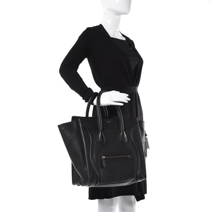 Celine Drummed Calfskin Mini Luggage Black 2 of 14