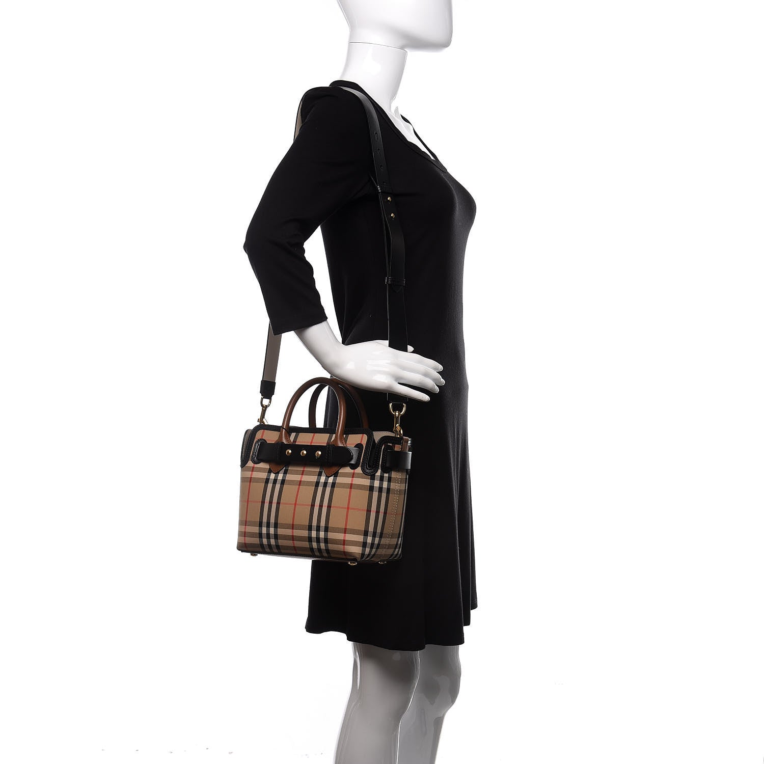 Burberry Calfskin Vintage Check Triple Stud Mini Belt Bag Archive Beige 2 of 10