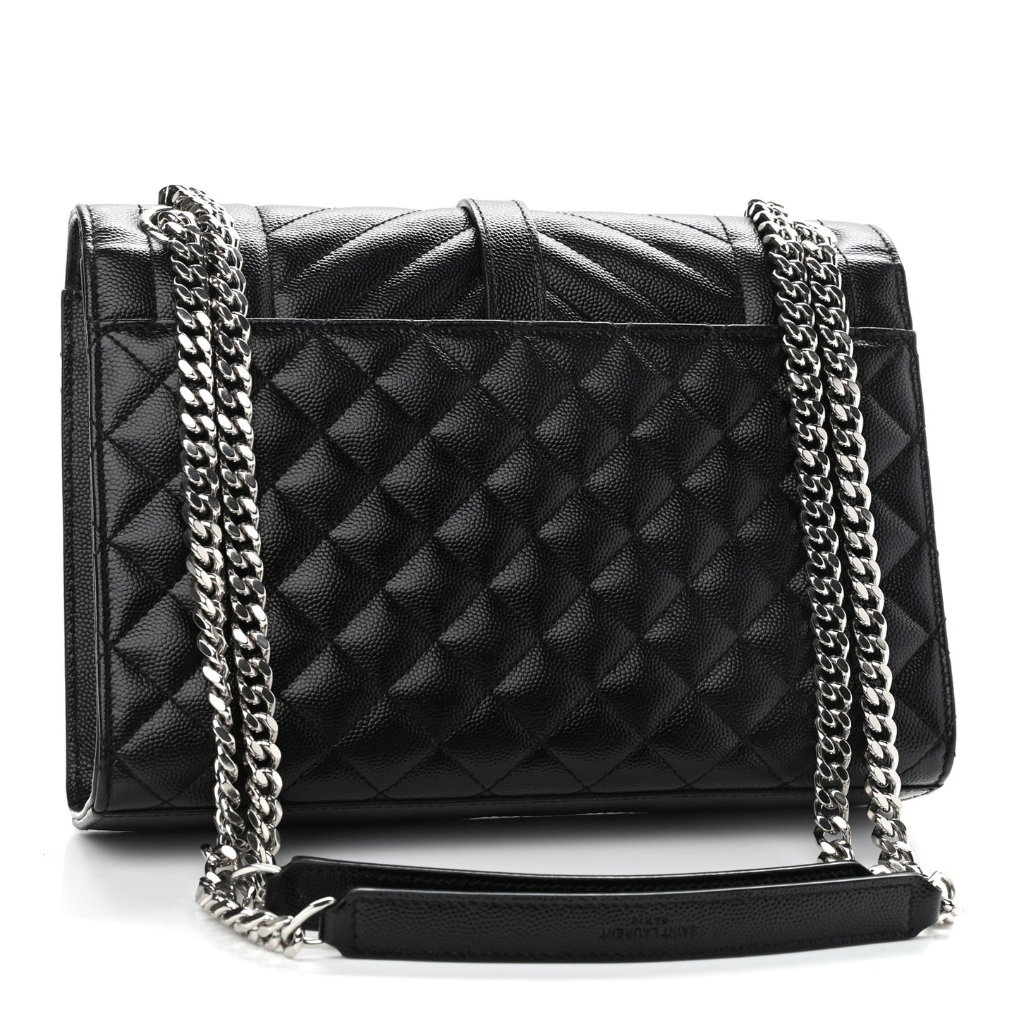Grain De Poudre Textured Mixed Matelasse Triquilt Medium Monogram Satchel Black