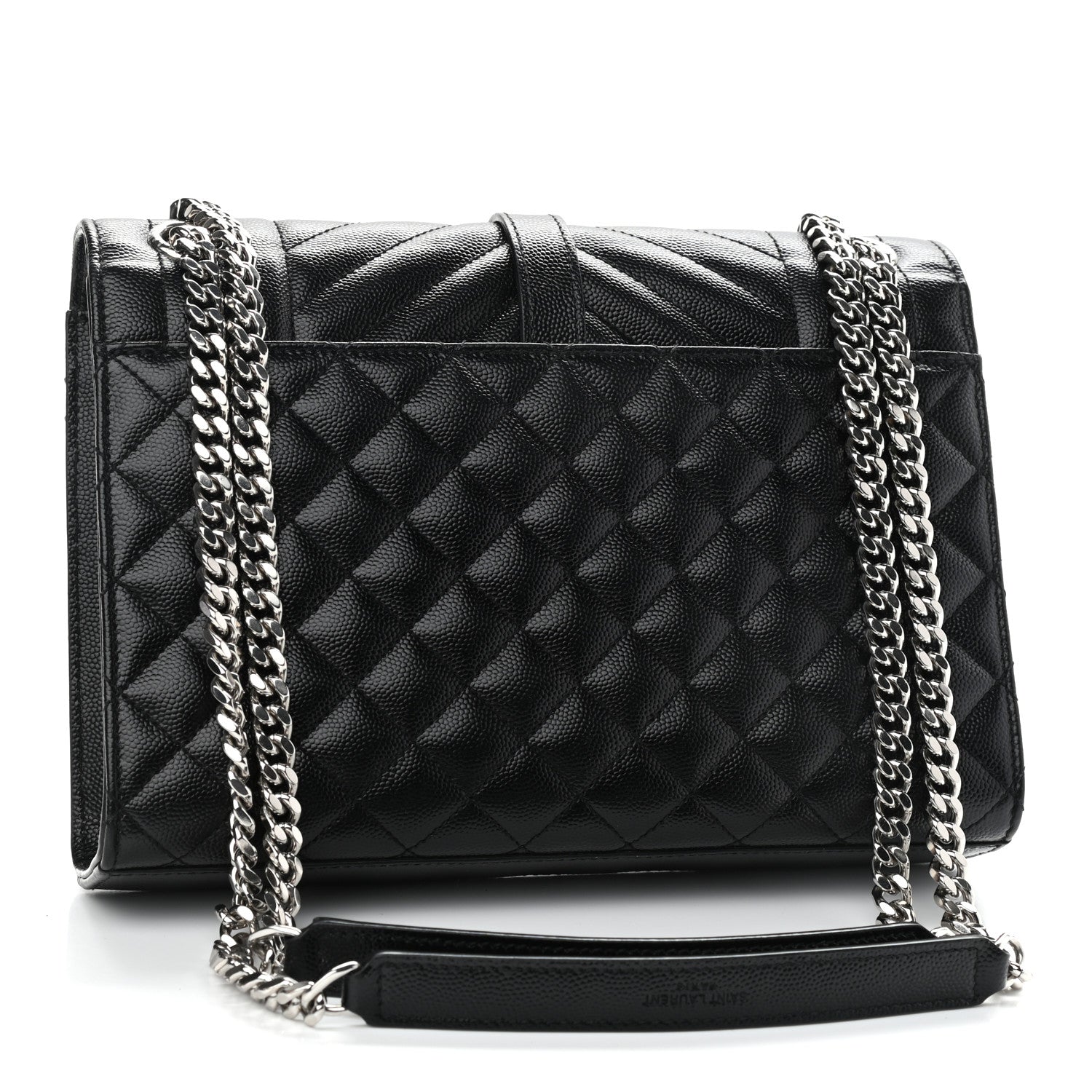 Saint Laurent Grain De Poudre Textured Mixed Matelasse Triquilt Medium Monogram Satchel Black 3 of 11