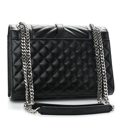 Saint Laurent Grain De Poudre Textured Mixed Matelasse Triquilt Medium Monogram Satchel Black 3 of 11