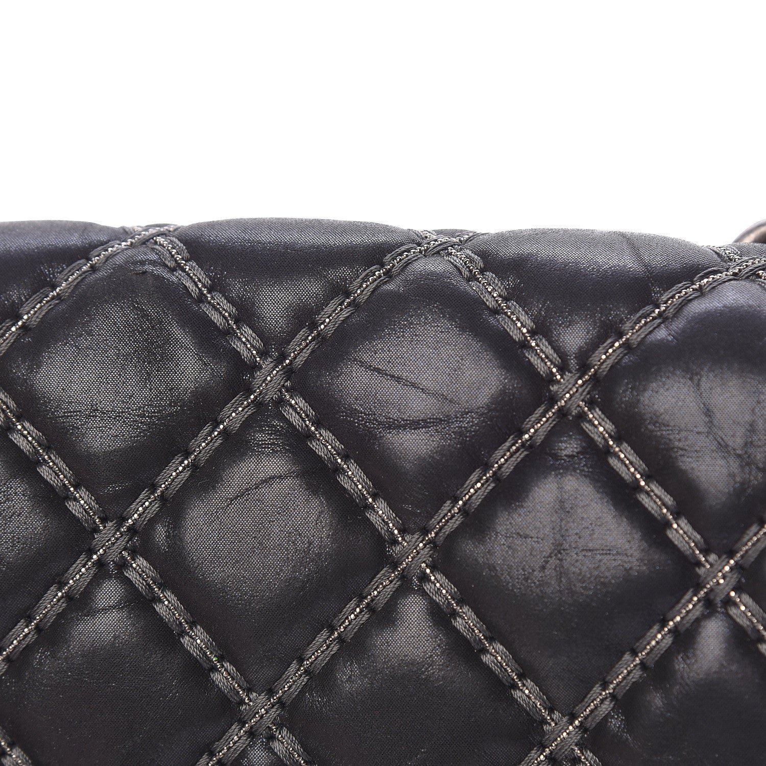 Chanel Iridescent Calfskin Embellished Double Stitch Medium Boy Flap Black 14 of 14
