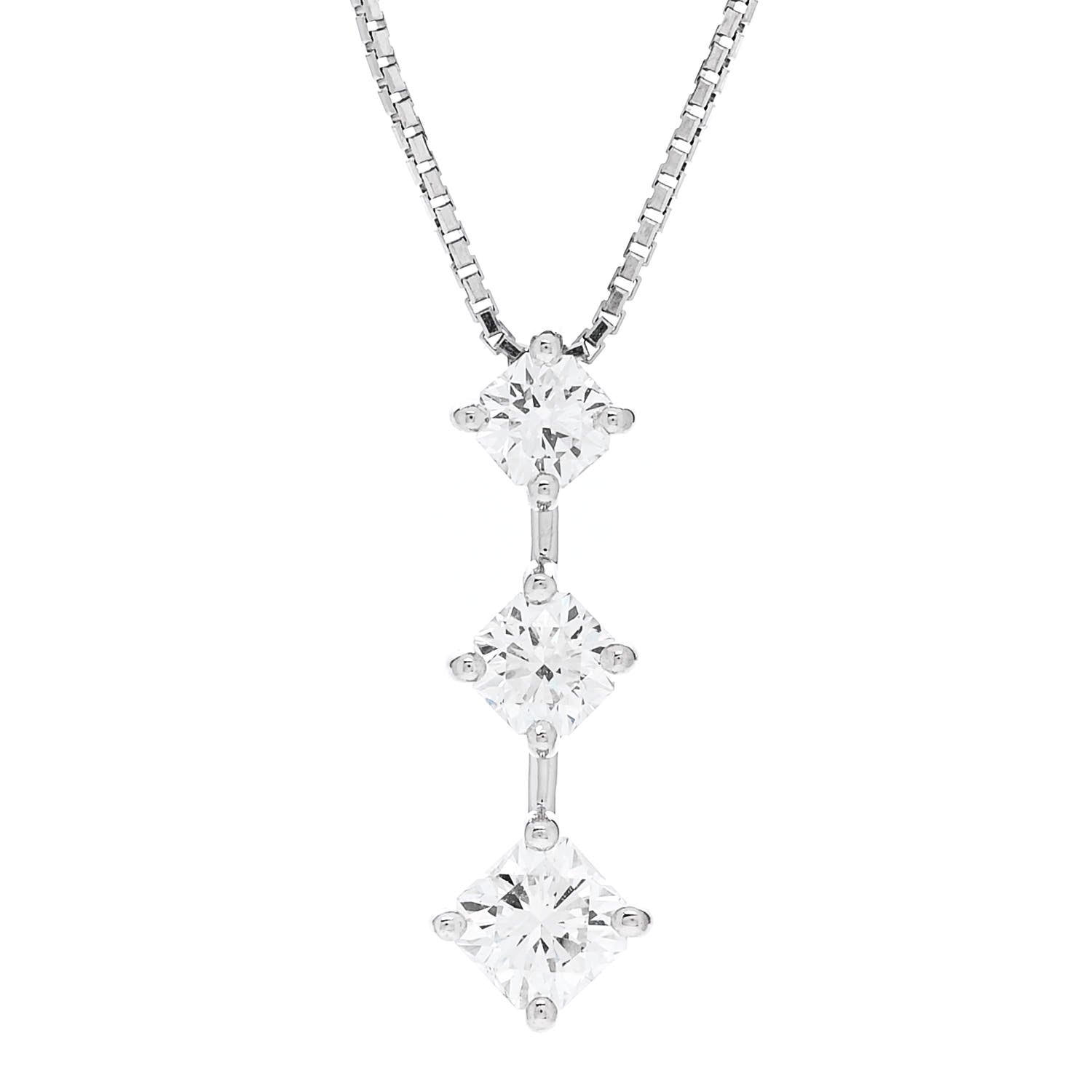 Parker & West by FASHIONPHILE Platinum Diamond .69ctw Graduated Triple Drop Pendant Necklace 4 of 6