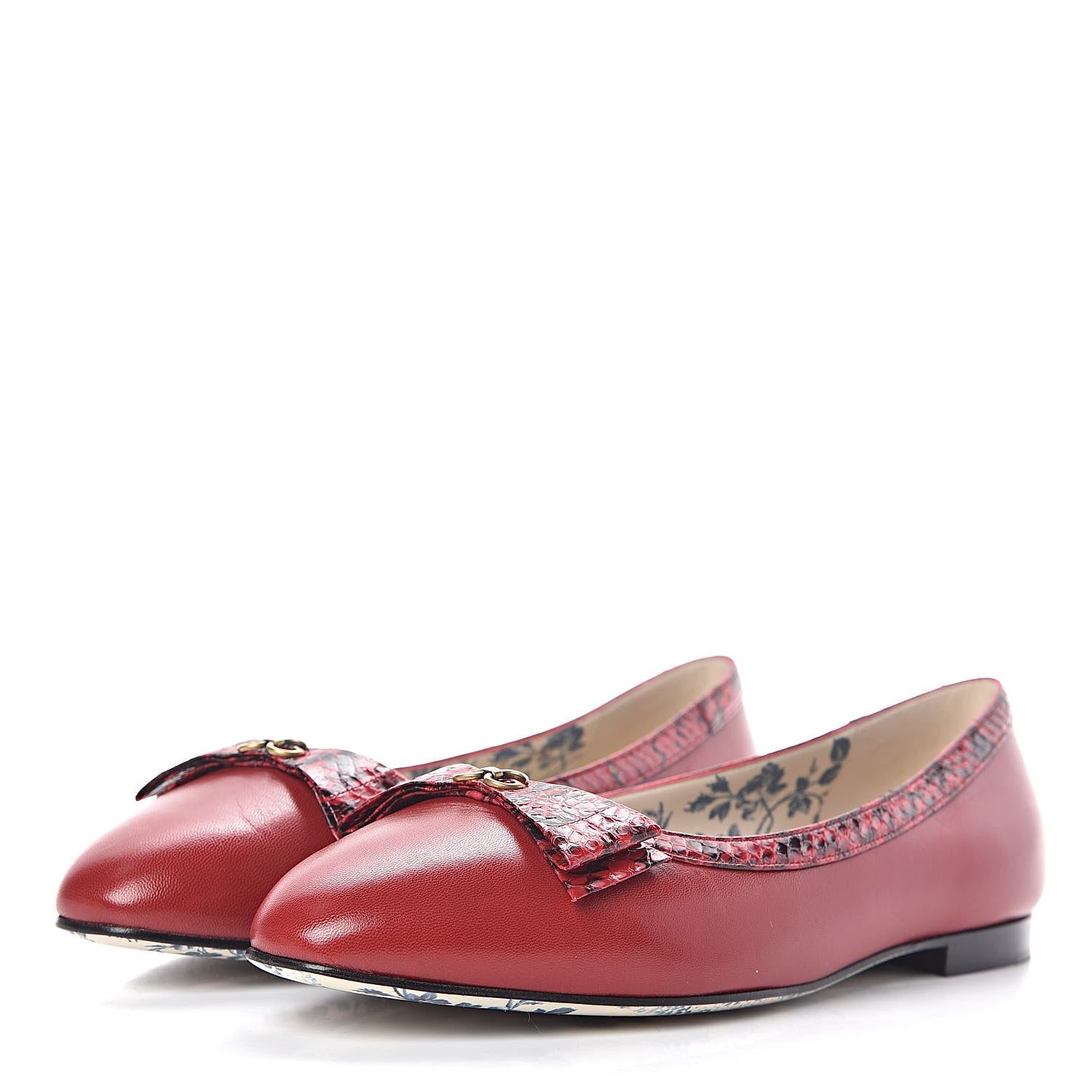 Gucci Malaga Kid Elaphe Yva Ballet Flats 38 Hibiscus Red 3 of 9