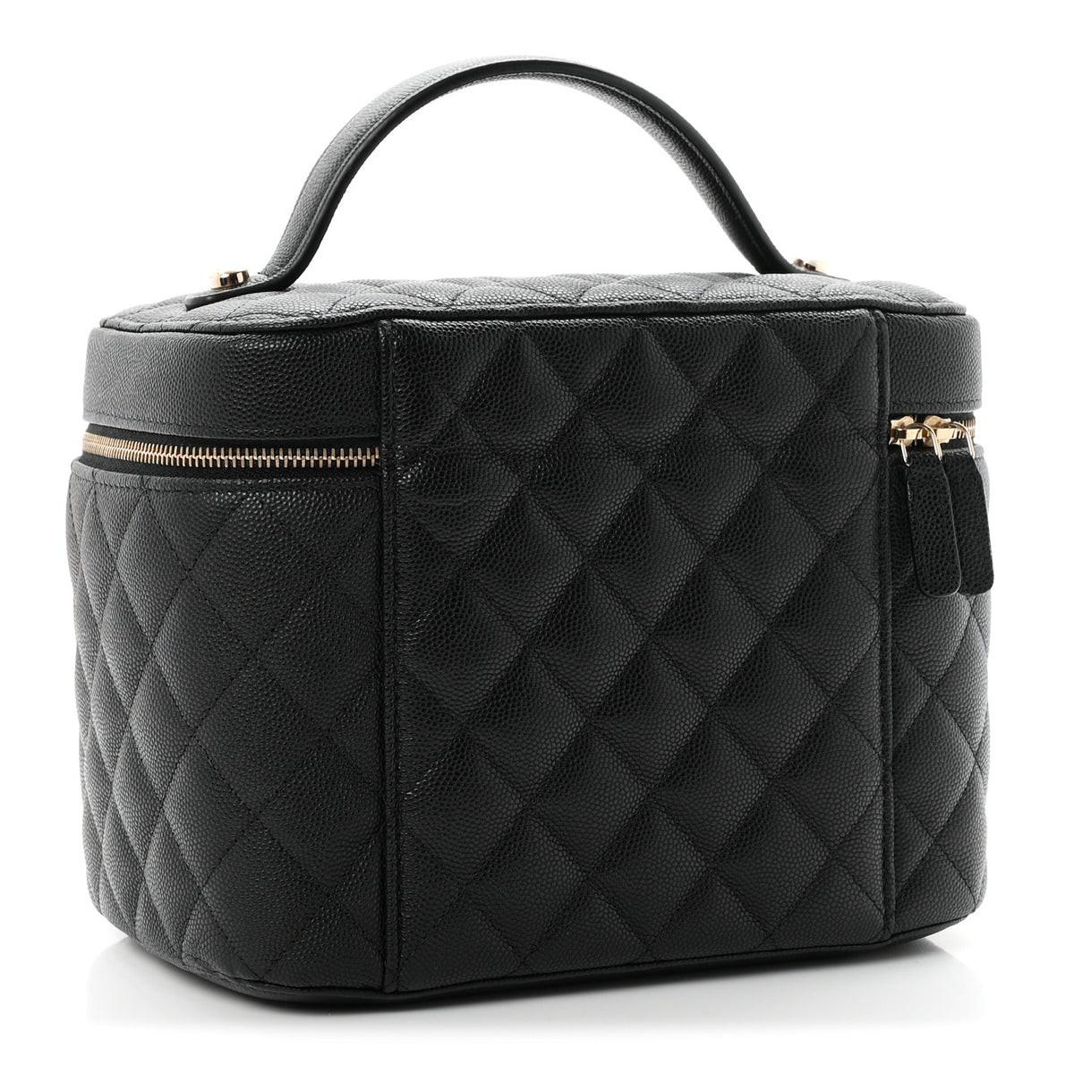 Caviar Quilted Large Vanity Pouch Black