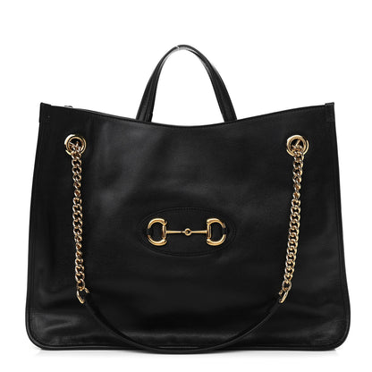 Gucci Calfskin Large Horsebit 1955 Tote Bag Black 1 of 10