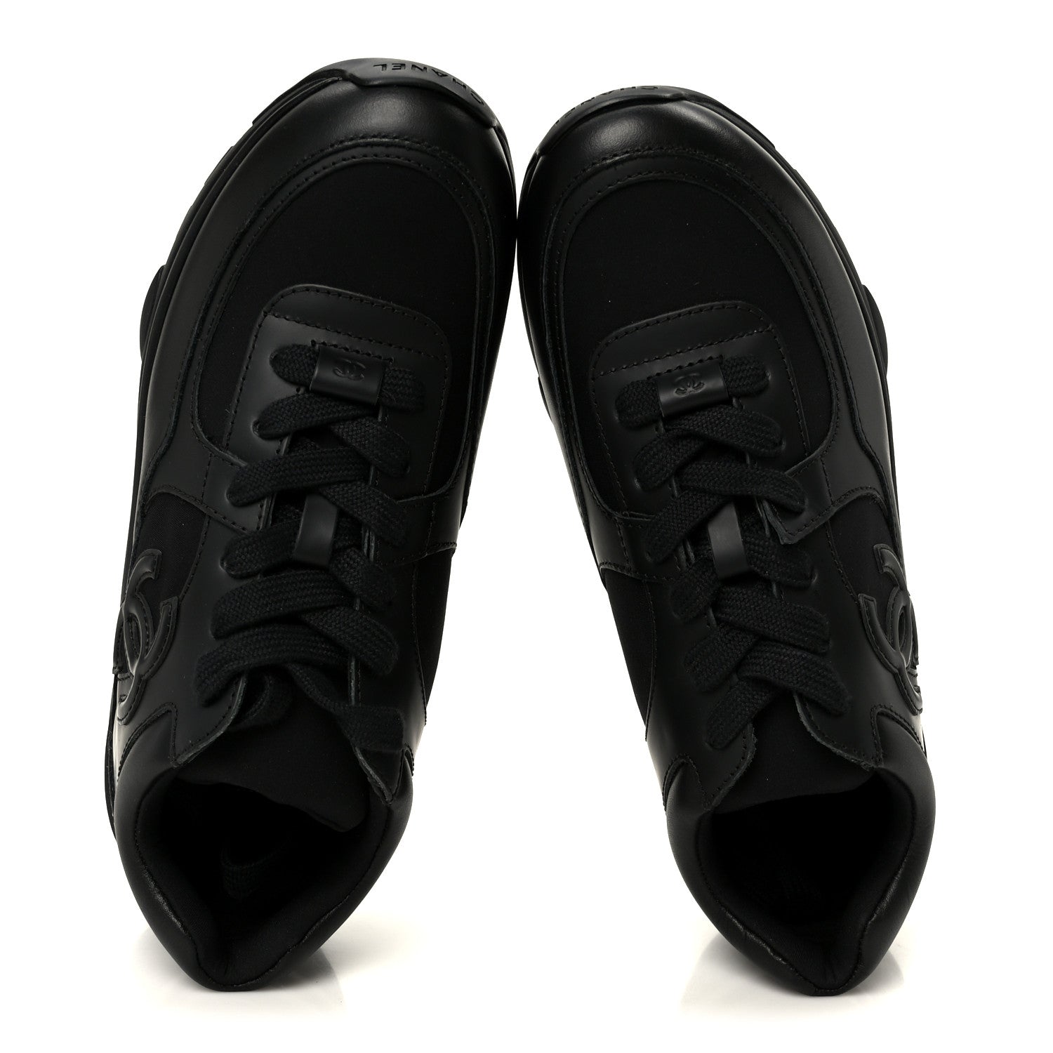 Chanel Lambskin Fabric CC Sneakers 39 Black 2 of 10