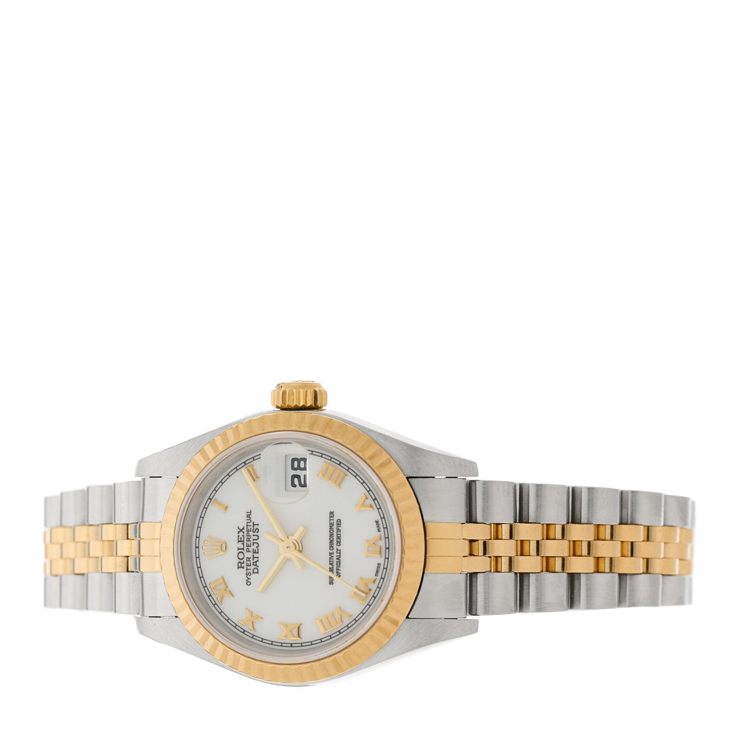 Stainless Steel 18K Yellow Gold 26mm Oyster Perpetual Datejust Watch White Roman 79173