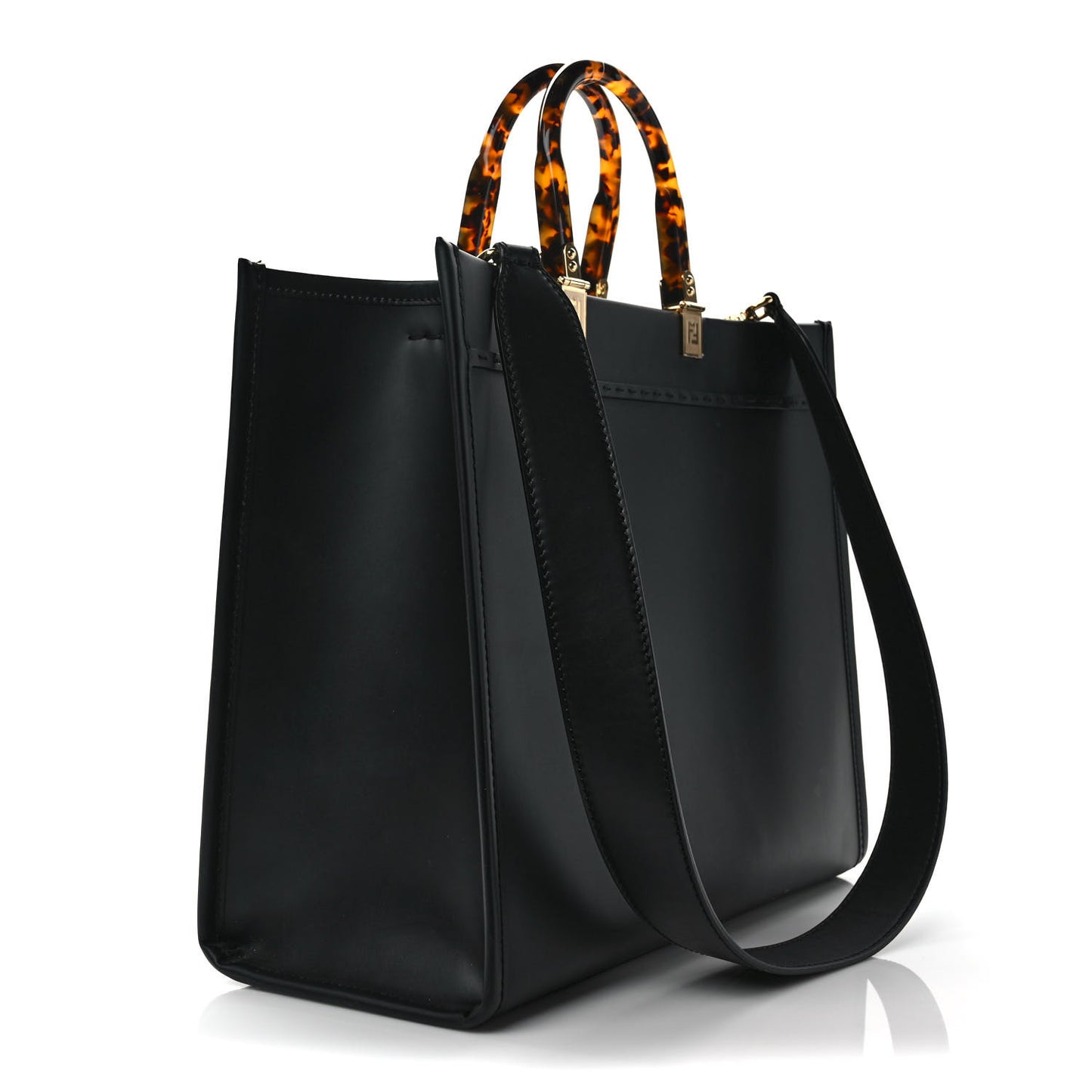 Vitello King Plexiglass Medium Fendi Sunshine Shopper Tote Black