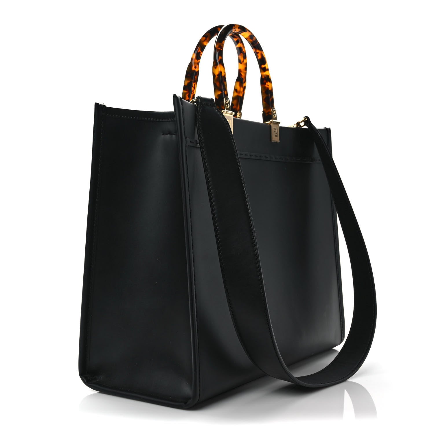 Fendi Vitello King Plexiglass Medium Fendi Sunshine Shopper Tote Black 3 of 8
