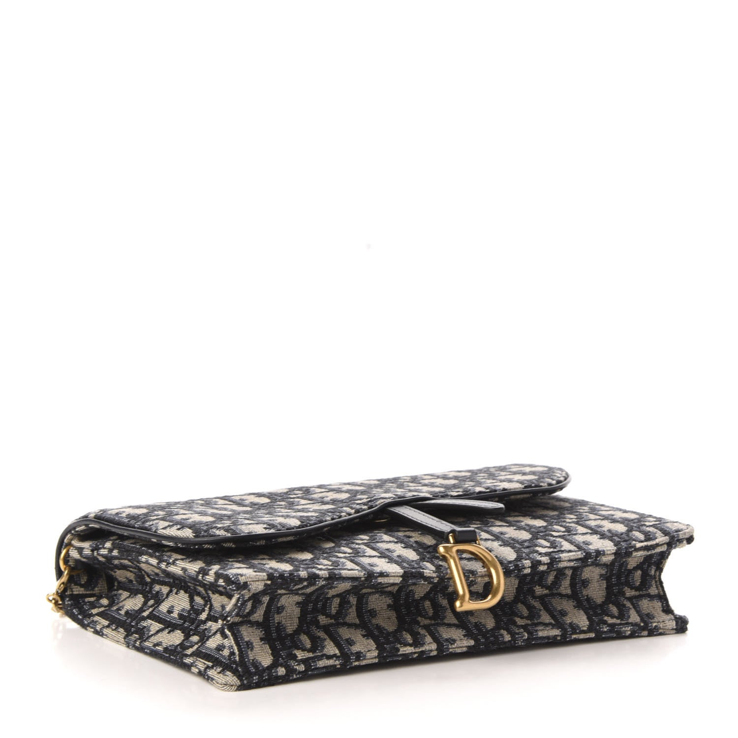 Christian Dior Oblique Saddle Chain Pouch Blue 4 of 10