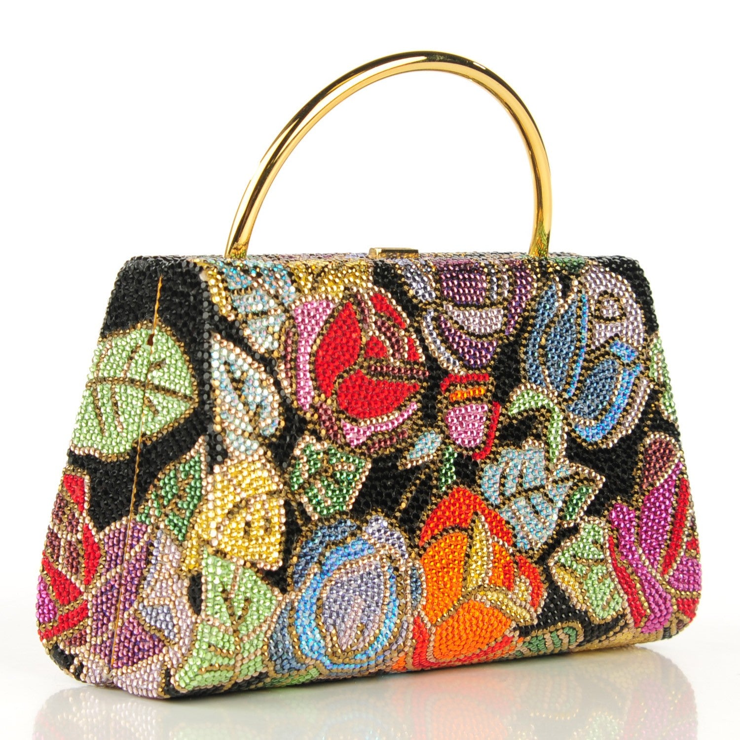 Judith Leiber Swarovski Crystal Floral Minaudiere Evening Bag 3 of 9