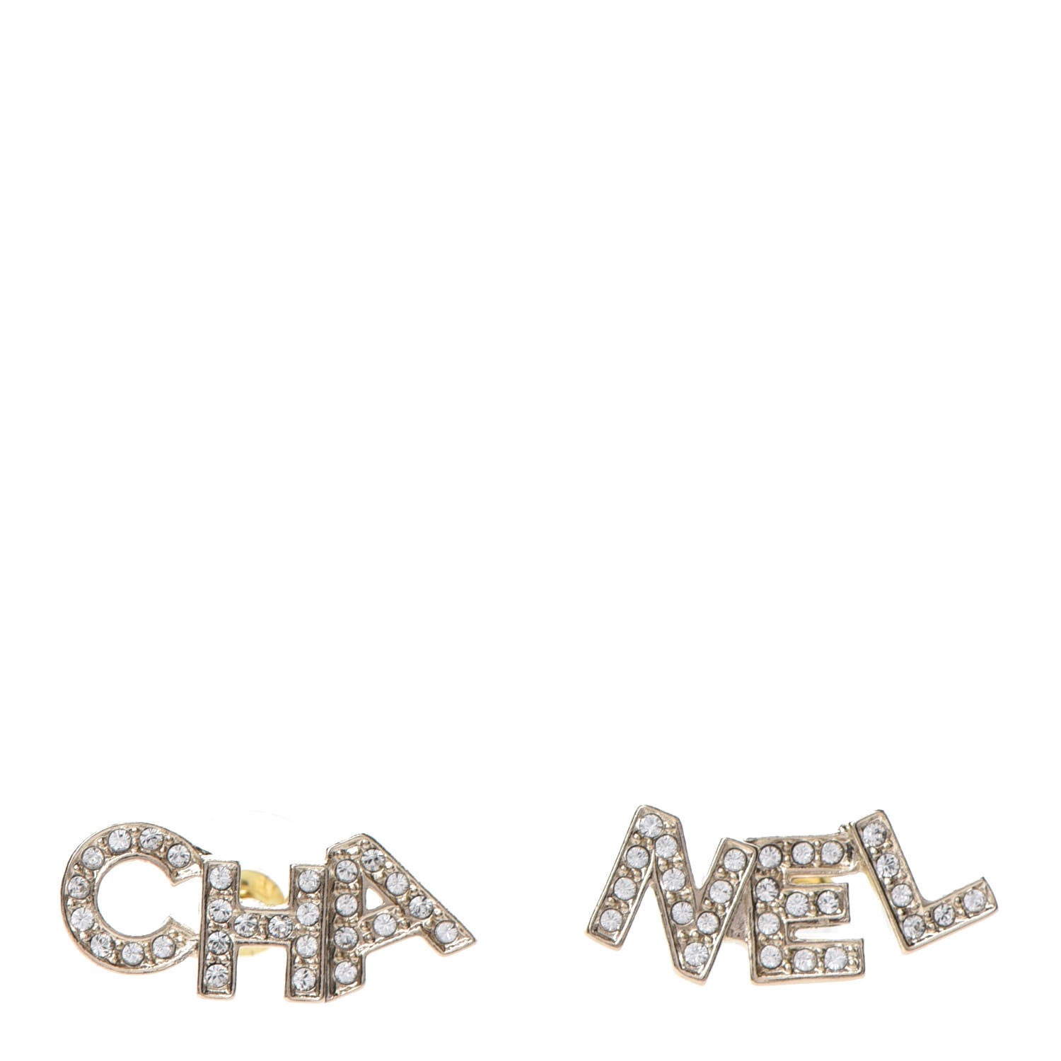 Chanel Crystal Pearl Signature Stud Earrings Gold 1 of 5