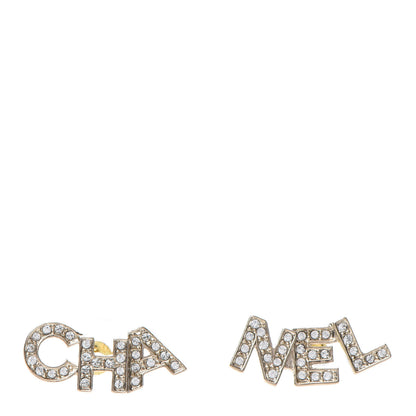 Chanel Crystal Pearl Signature Stud Earrings Gold 1 of 5