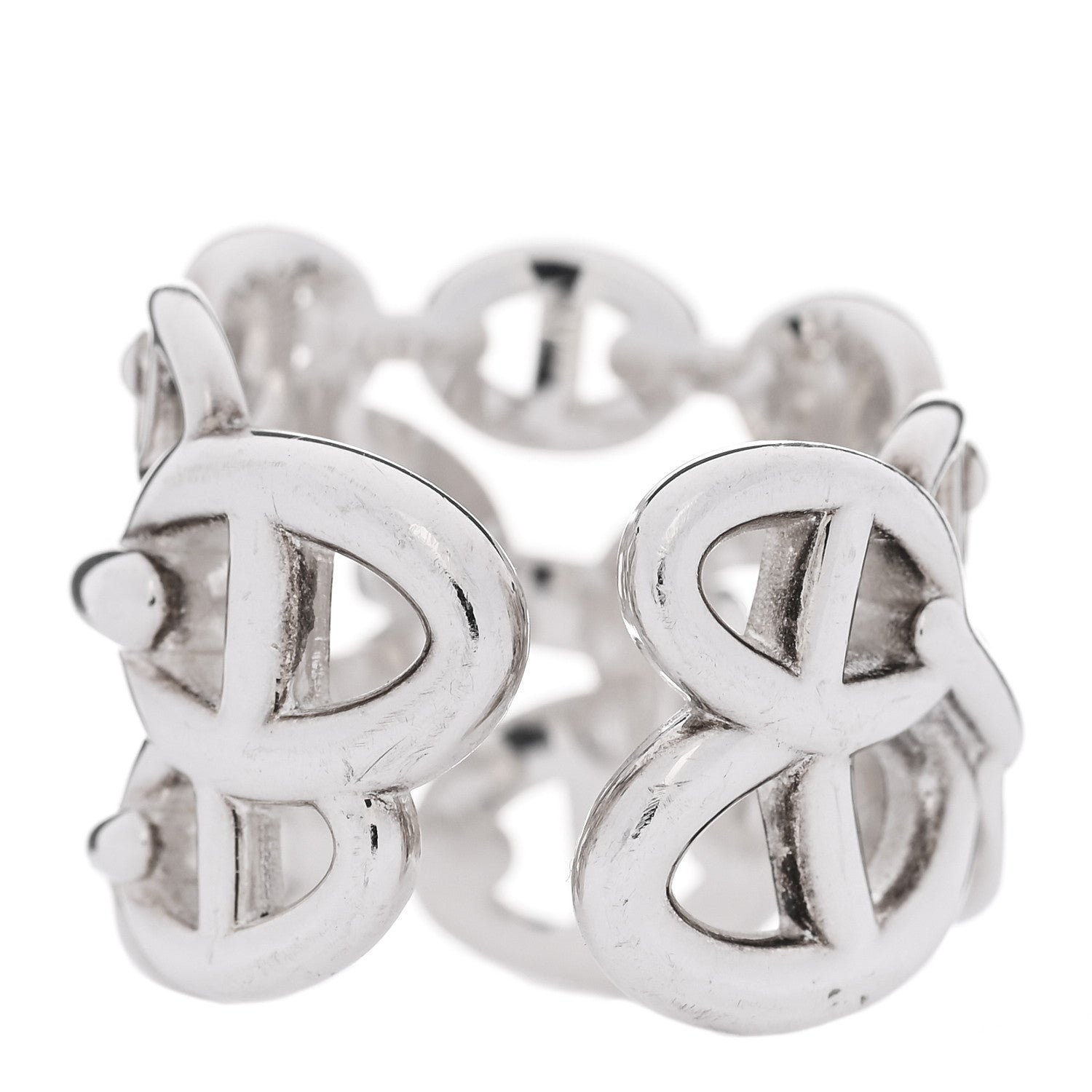 Hermes Sterling Silver GM Chaine d'ancre Enchainee Band Ring 54 7 3 of 6