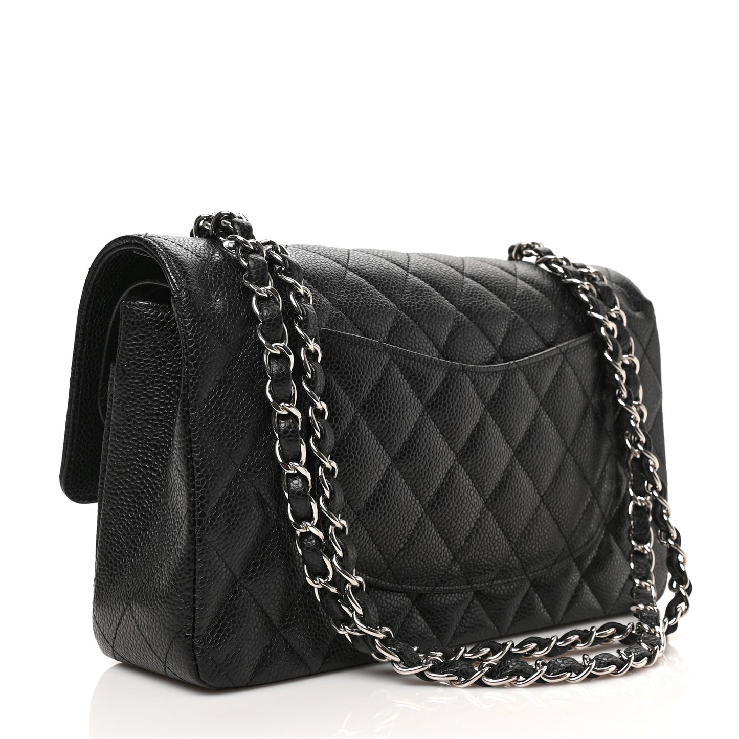 Caviar Quilted Medium Double Flap Black