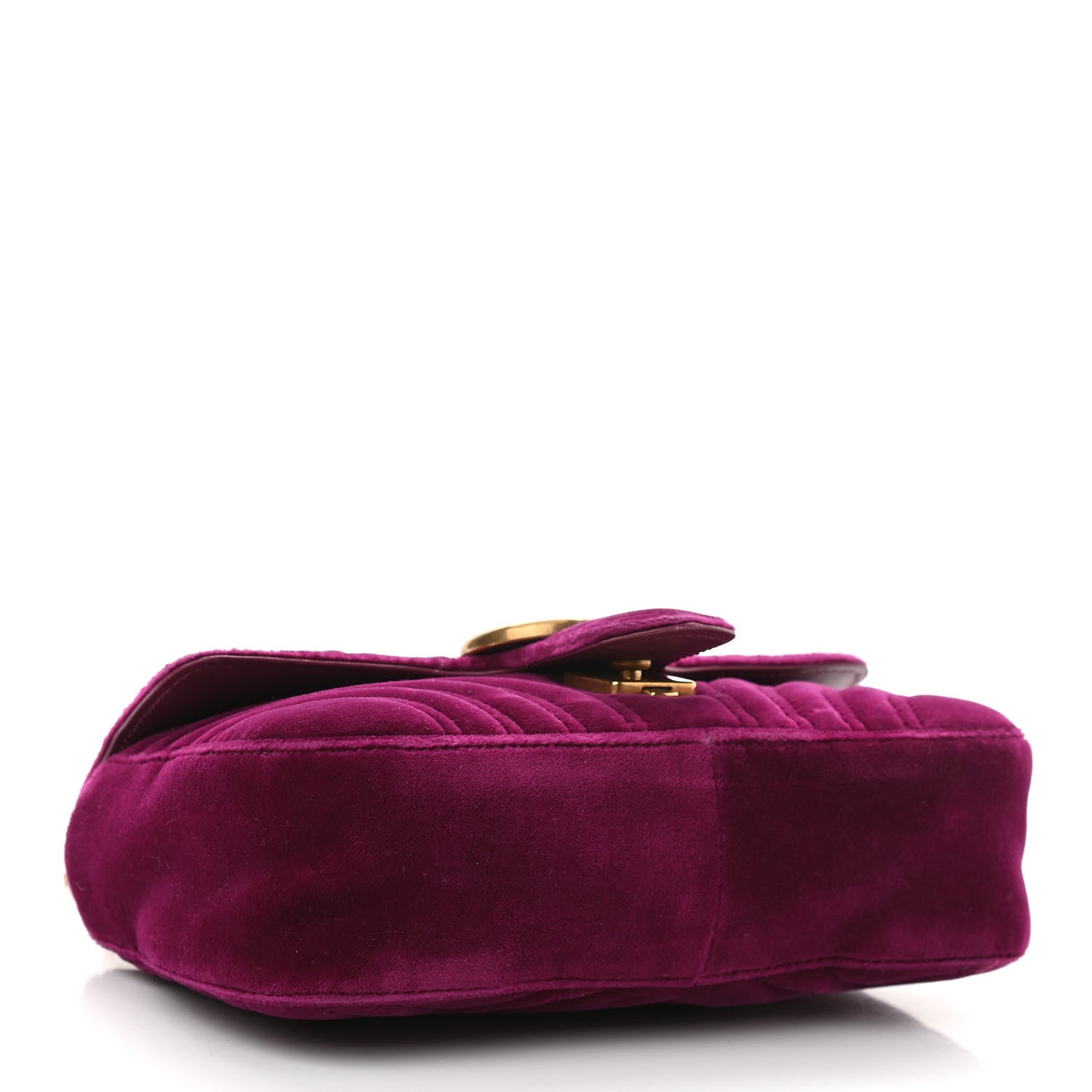Gucci Velvet Matelasse Mini GG Marmont Shoulder Bag Fuchsia Violet Cyclamen 4 of 11